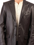 Men's TWO BUTTON Dark Brown Leather Blazer TB014 - Travel Hide