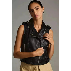 Women’s 100% Lambskin Leather Vest Jacket WV11