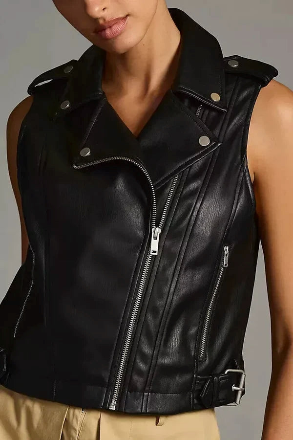 Women’s 100% Lambskin Leather Vest Jacket WV11