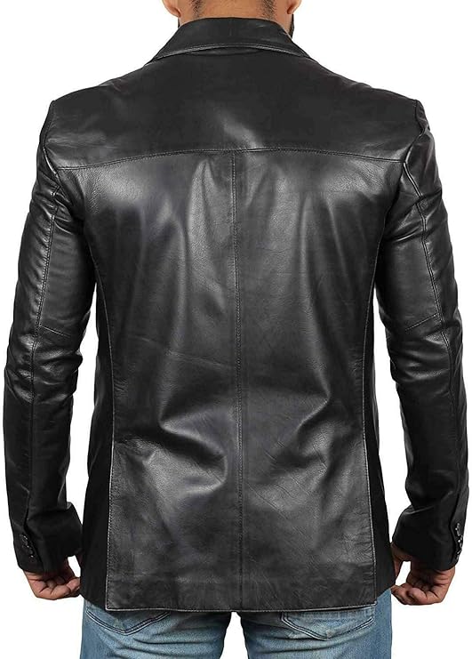 Men's Classic Genuine Leather Two Button Blazer TB031