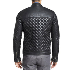 Men's Quilted Leather Motorcycle Jacket MJ030