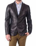 Men's TWO BUTTON Leather Blazer TB013