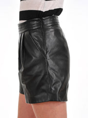 Women's Sleek Design Genuine Leather Shorts WH01