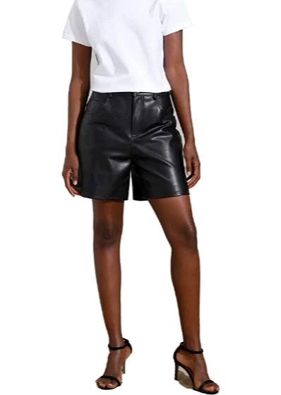 Women's Sleek Genuine Lamb Leather Shorts WH12