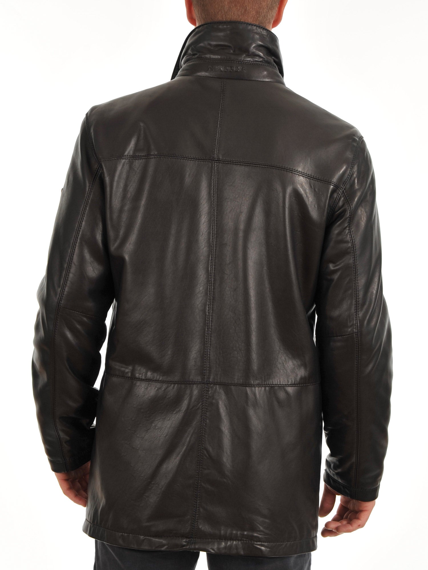 Men's Leather Long Coat with Dual Closure MC20