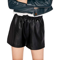 Women's Sleek Genuine Lamb Leather Shorts WH13