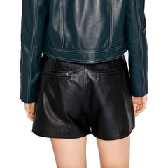 Women's Sleek Genuine Lamb Leather Shorts WH13