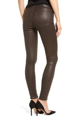 Classic Brown Leather Women's Pants WP04