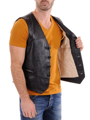 Men's Urban Slim Fit Leather Vest MV05