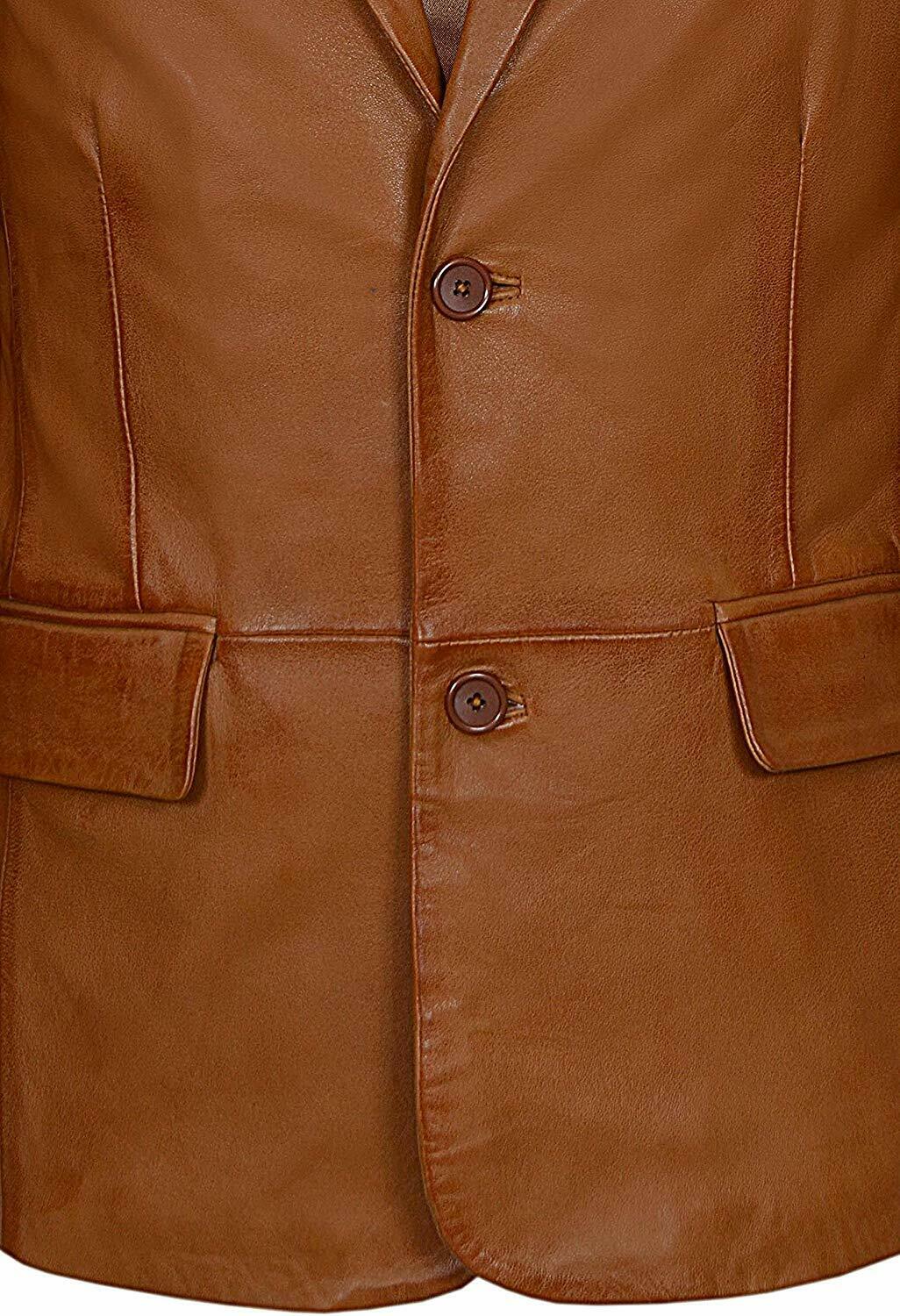 Men’s Brown TWO BUTTON Leather Blazer TB028