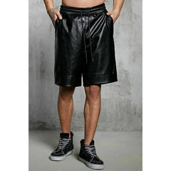 Men’s Lambskin Knee Length Leather Shorts MH11