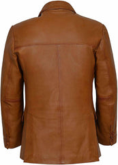 Men’s Brown TWO BUTTON Leather Blazer TB028