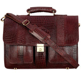 Premium Croc Brown Leather Office & Messenger Bag LB008