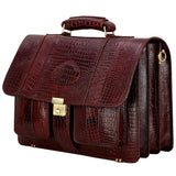 Premium Croc Brown Leather Office & Messenger Bag LB008 - Travel Hide