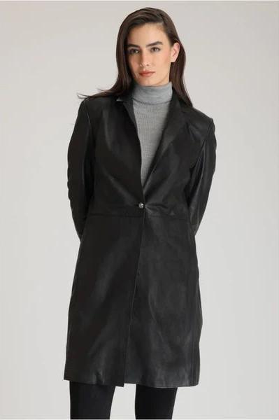 Women’s 100% Lambskin Leather Mid Length Long Coat TC30