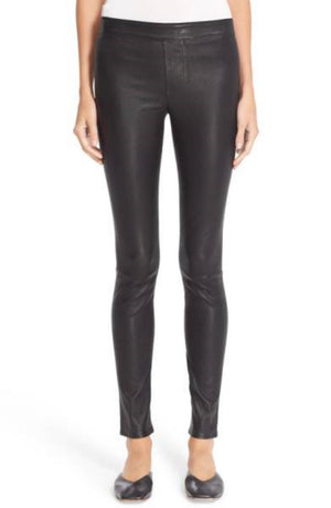 Women's Black Leather Skinny Pants WP05