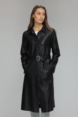 Women’s 100% Lambskin Leather Knee Length Long Coat TC31