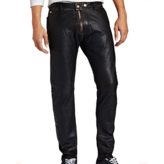 Men's Slim Fit Leather Pants with Classic Closure MP14