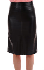 Women's Sleek Side Zipper Leather Pencil Skirt WS23