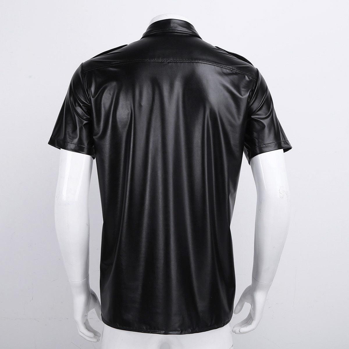 Men's Sleek Design Leather Short Sleeve Shirt MS26