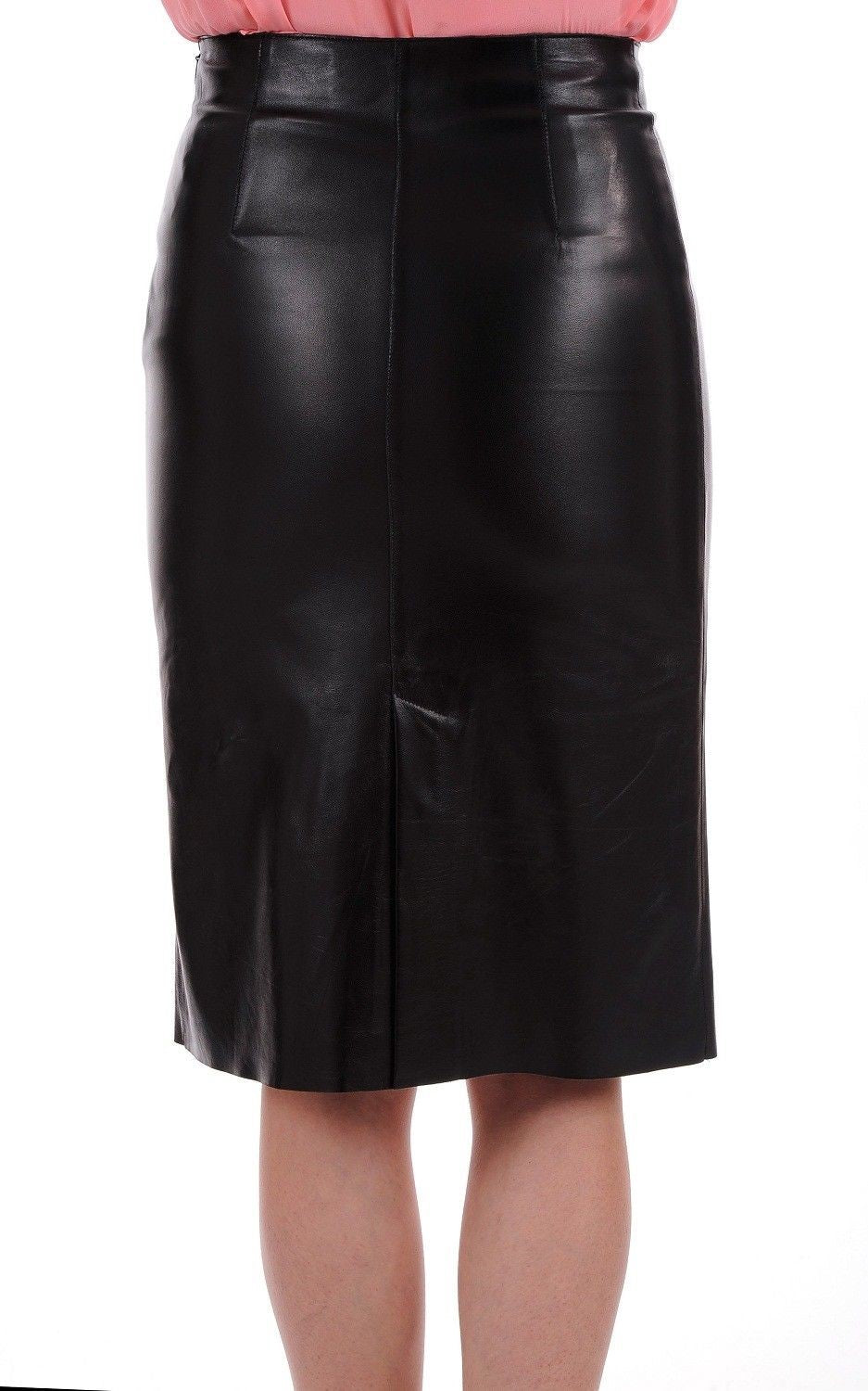 Women's Sleek Side Zipper Leather Pencil Skirt WS23