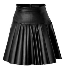 Women's Lambskin Leather Above Knee Flared Skirt WS33