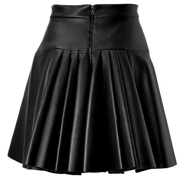 Women's Lambskin Leather Above Knee Flared Skirt WS33