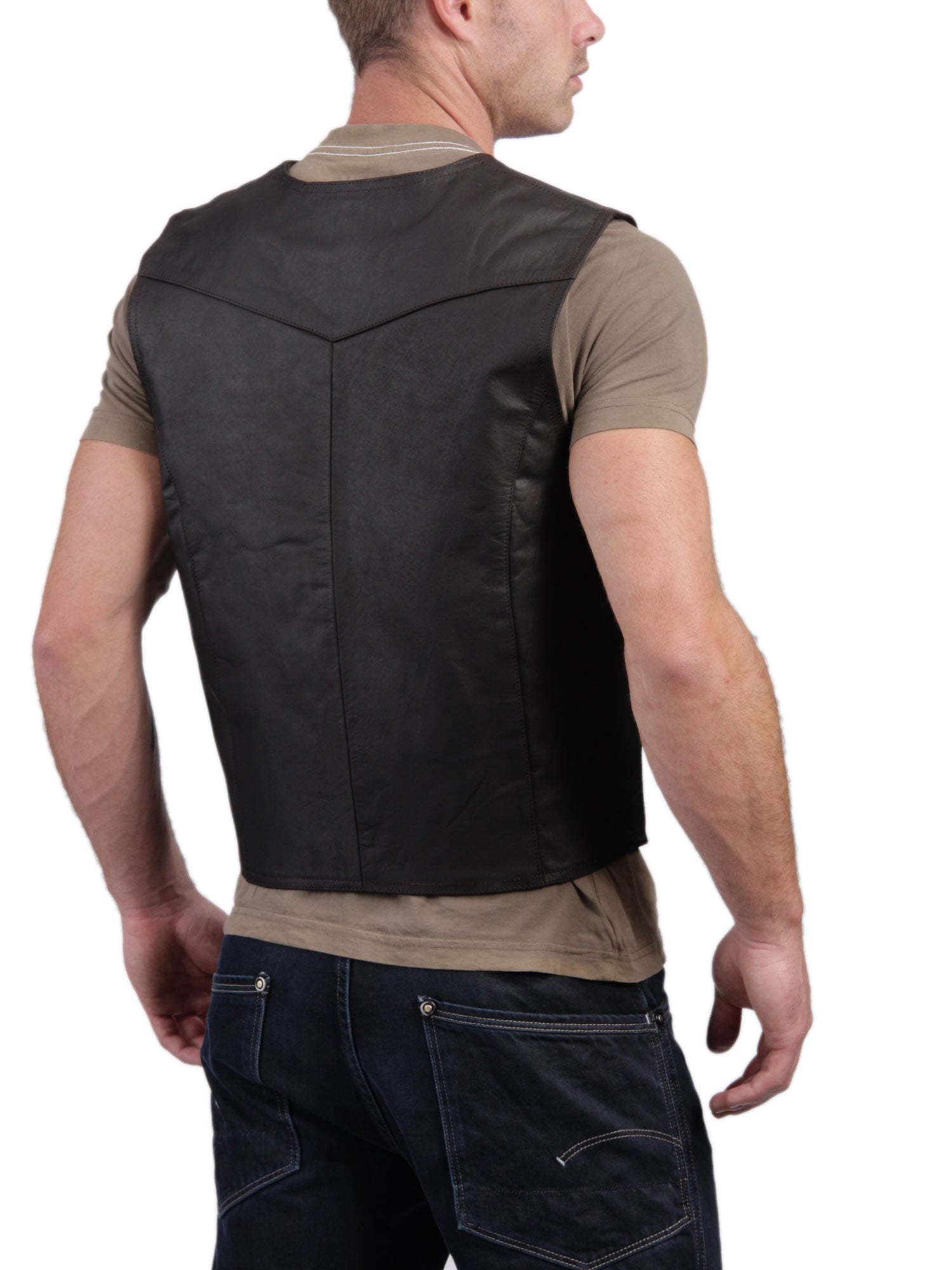 Men's Sleek Slim Fit Genuine Leather Vest MV02