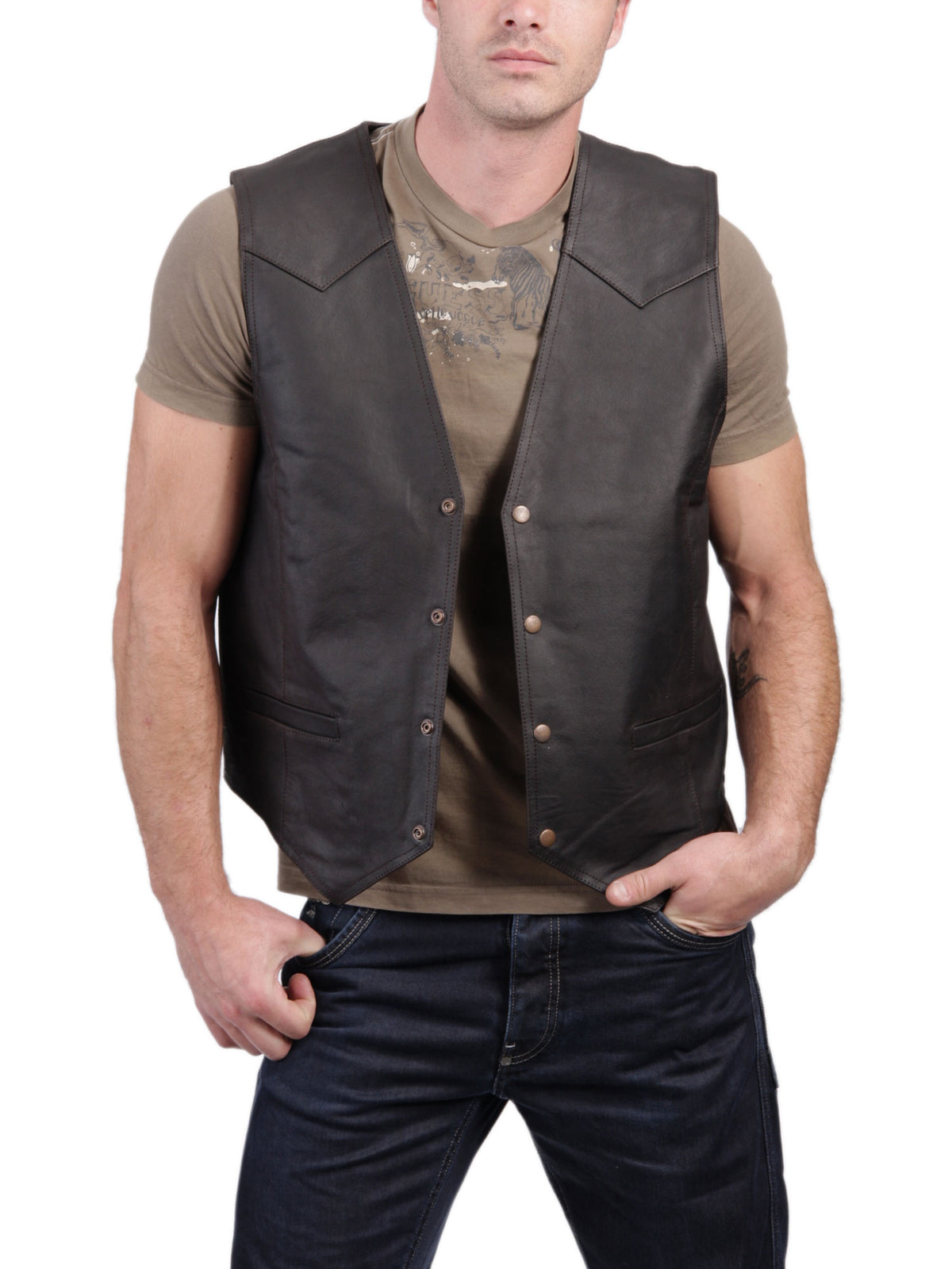 Men's Sleek Slim Fit Genuine Leather Vest MV02