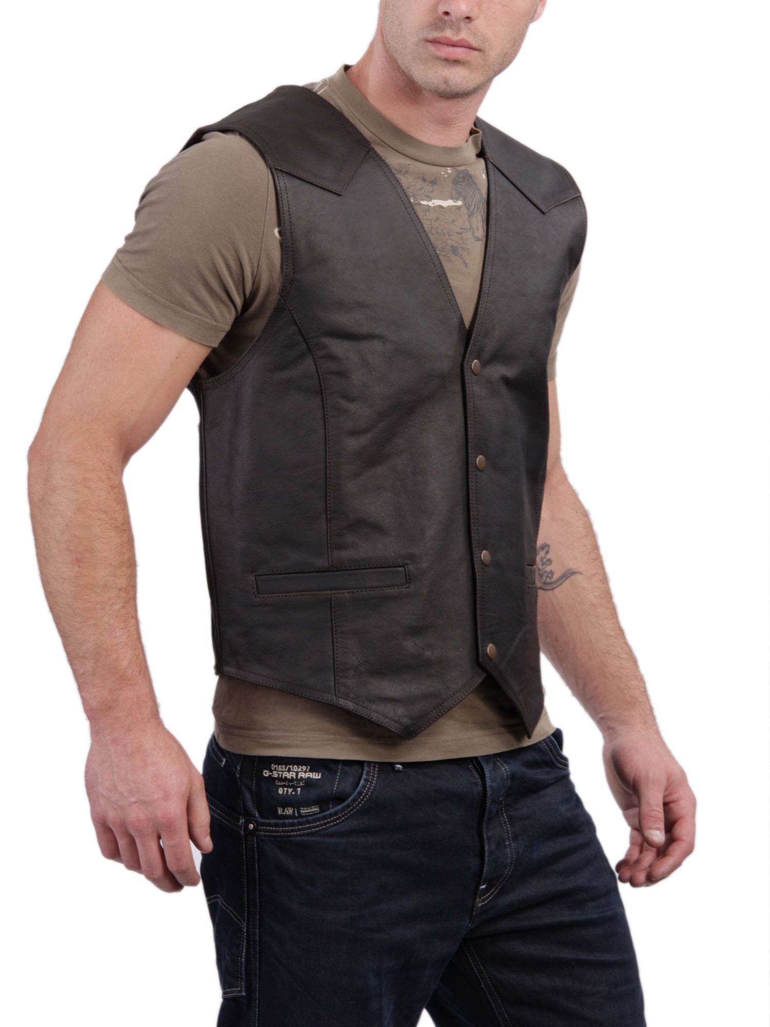 Men's Sleek Slim Fit Genuine Leather Vest MV02