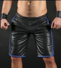 Men's Black Leather Knee Length Shorts MH02