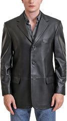 Men’s Lambskin Leather Three Button Blazer TB040