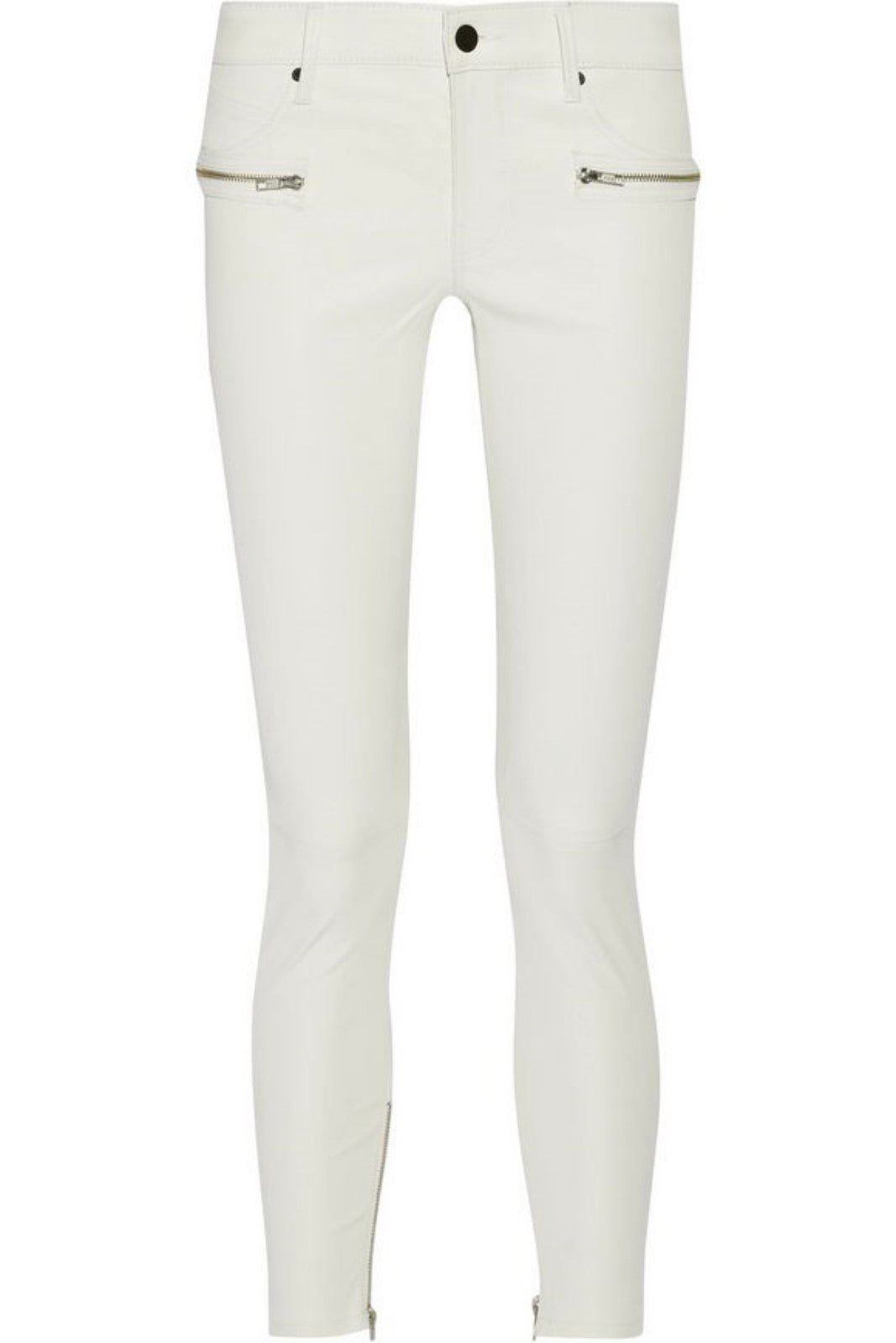 Women's Slim Fit Skinny White Leather Capri Pants WP22