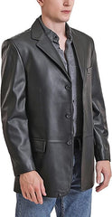 Men’s Lambskin Leather Three Button Blazer TB040