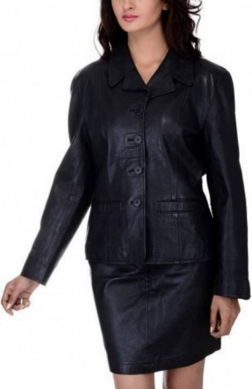 Women's Chic Three Button Leather Blazer WB10