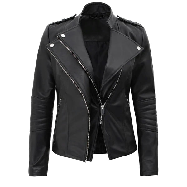 Women’s Lambskin Leather Motorcycle Jacket WJ077