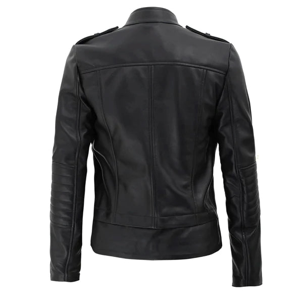 Women’s Lambskin Leather Motorcycle Jacket WJ077