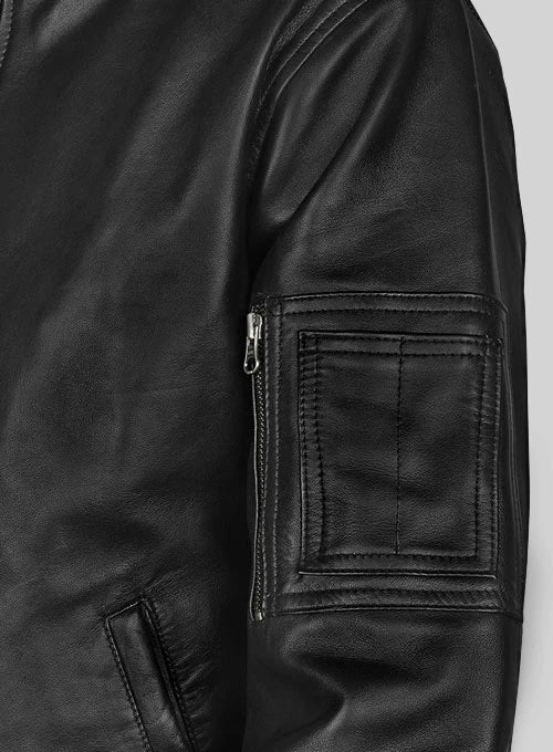 Men's Black Genuine Leather Bomber Jacket MZ02