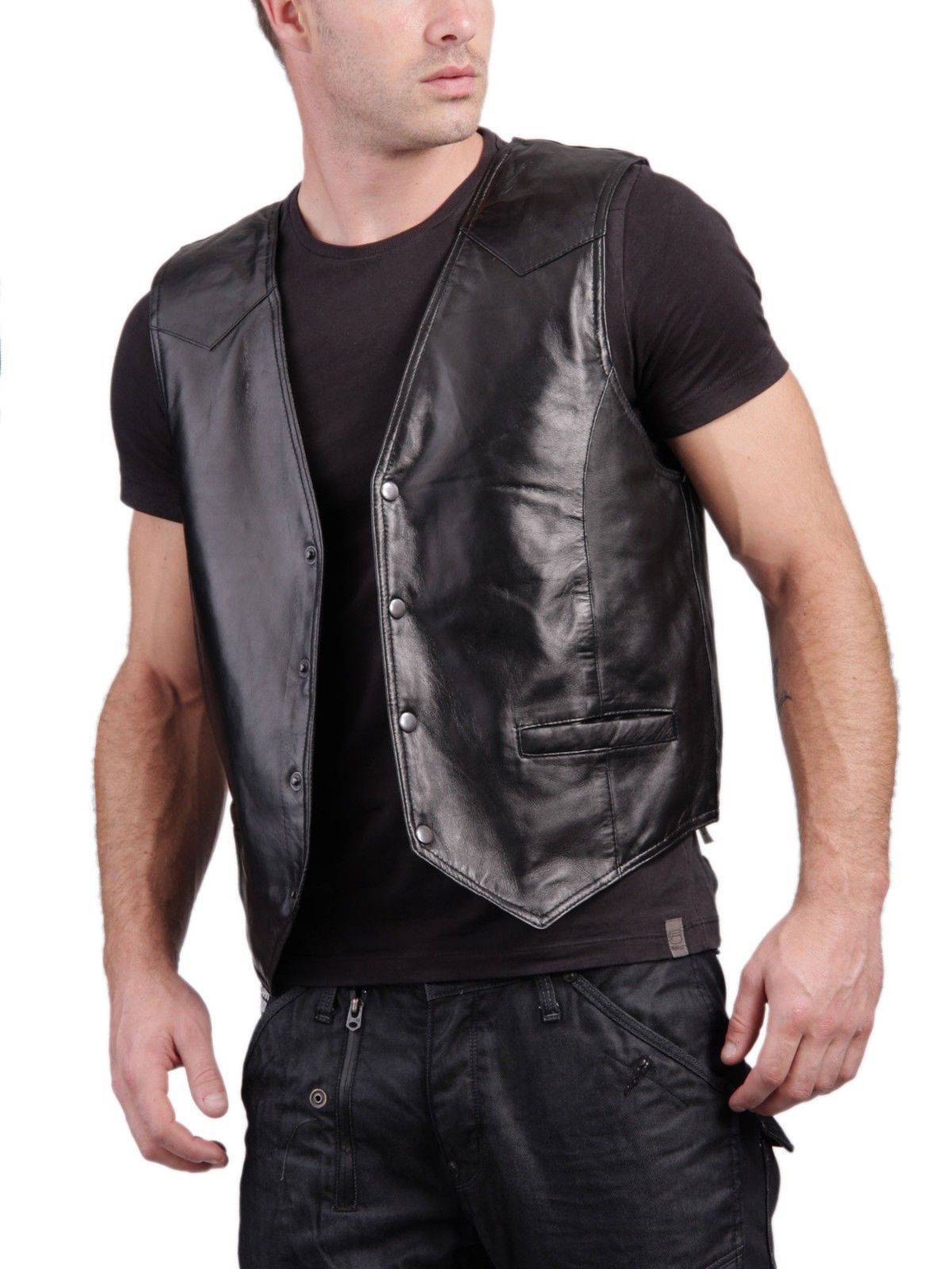 Men's Sleek Slim Fit Genuine Leather Vest MV01