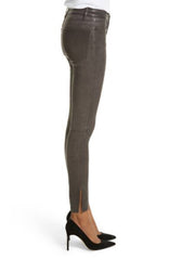 Gray Leather Women's Skinny Pants WP07