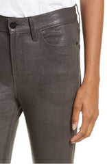 Gray Leather Women's Skinny Pants WP07