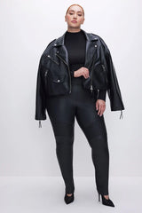 Women's Oversized Black Lambskin Leather Biker Jacket WJ078