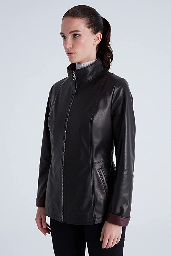 Women’s Black Lambskin Leather Jacket WJ072