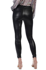 Women's Black Leather Pants with Zippered Pockets WP08