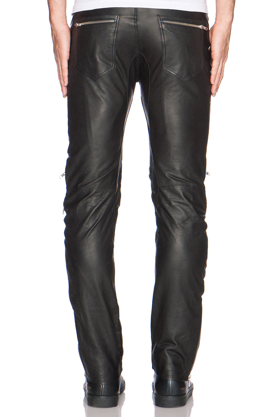 Men’s Slim Fit Leather Pants with Edgy Zipper Accents MP24