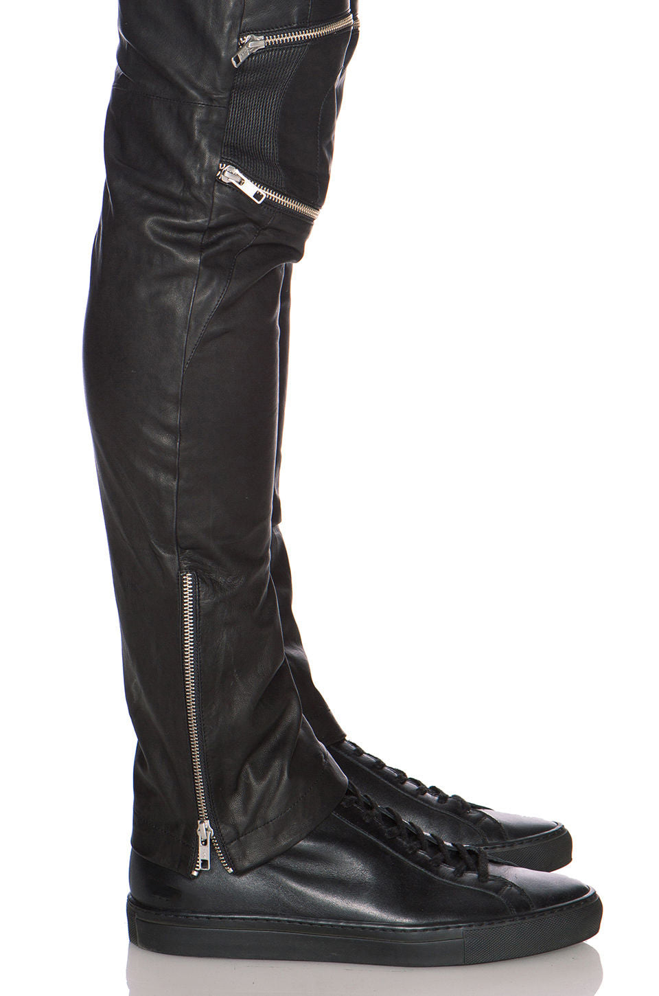 Men’s Slim Fit Leather Pants with Edgy Zipper Accents MP24