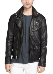 Men's Midnight Rebel Leather Biker Jacket MJ036