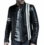 Men's Motorcycle Leather Jacket Black MJ003