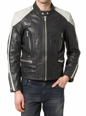 Men's Motorcycle Leather Jacket Black MJ012 - Travel Hide