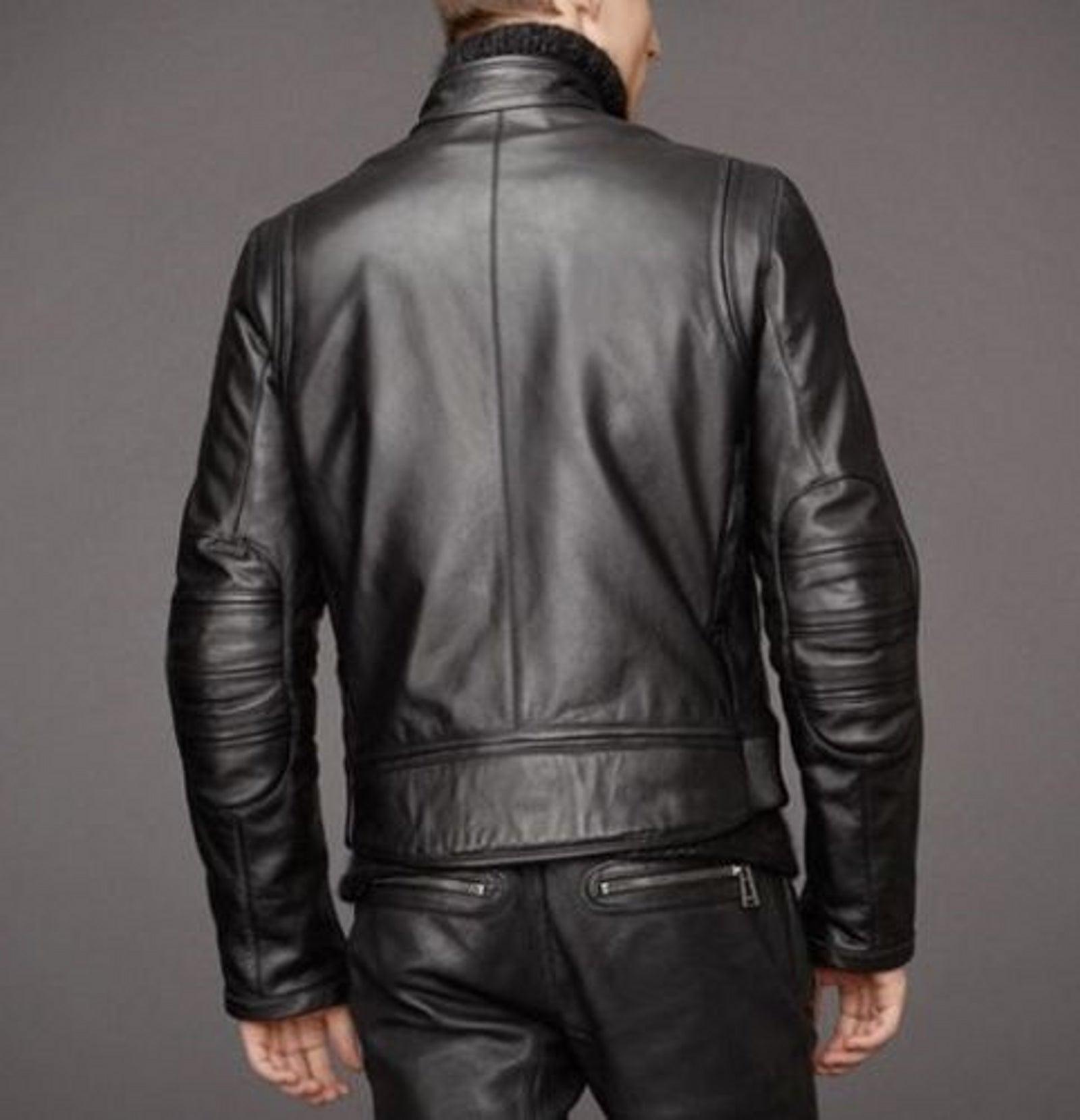 Men's Motorcycle Leather Jacket Black MJ001 - Travel Hide